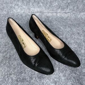 Salvatore Ferragamo Vintage‎ Black Kitten Heels- Sz 6B